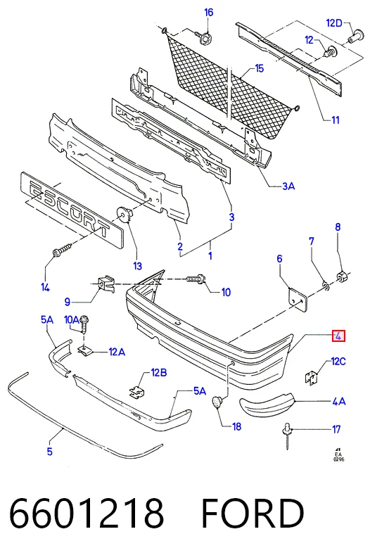  Pára-choque traseiro Ford Escort V hatchback (GAL) (1990 - 1992) V