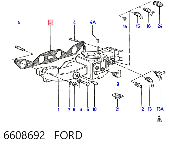  Vedante de tubo coletor de admissão Ford Sierra I hatchback (GBC) (1982 - 1987) I