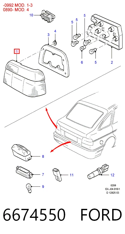  Lanterna traseira direita Ford Escort V hatchback (GAL) (1990 - 1992) V