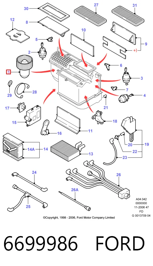  Motor de ventilador de forno (de aquecedor de salão) Ford Mondeo II sedan (BFP) (1996 - 2000) II