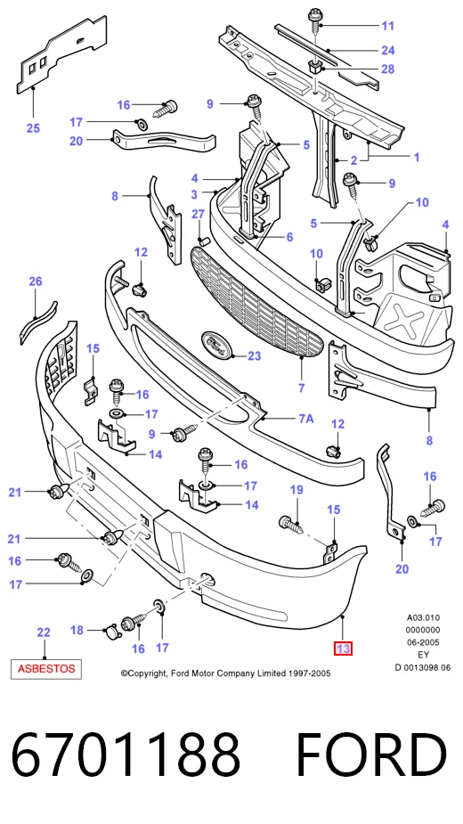 Pára-choque dianteiro para Ford Transit IV E