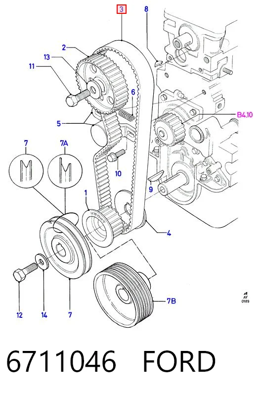  Correia do mecanismo de distribuição de gás Ford Escort IV conversível (ALF) (1986 - 1990) IV