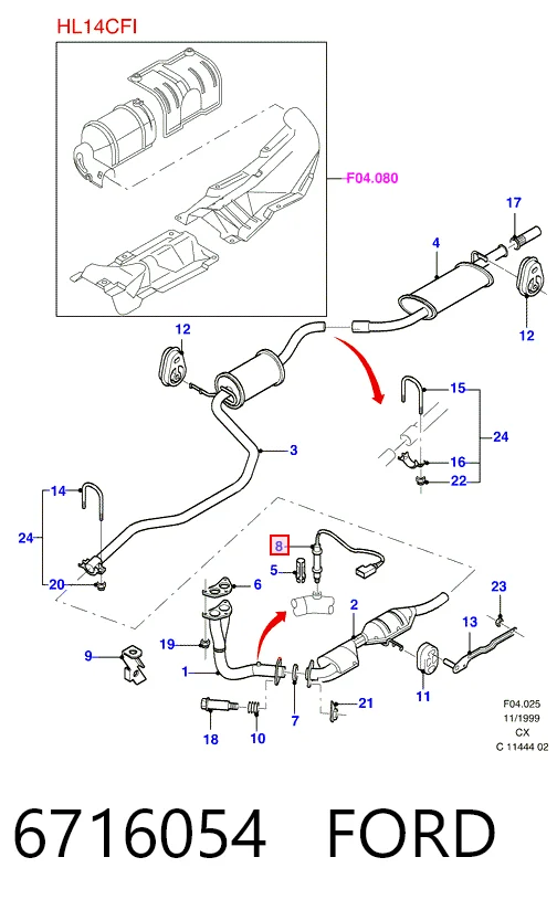 Sonda lambda, sensor de oxigênio Ford Fiesta COURIER F3L, F5L