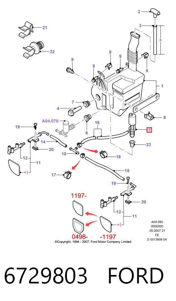 6729803 Ford Bomba do motor de fluido para lavador das luzes