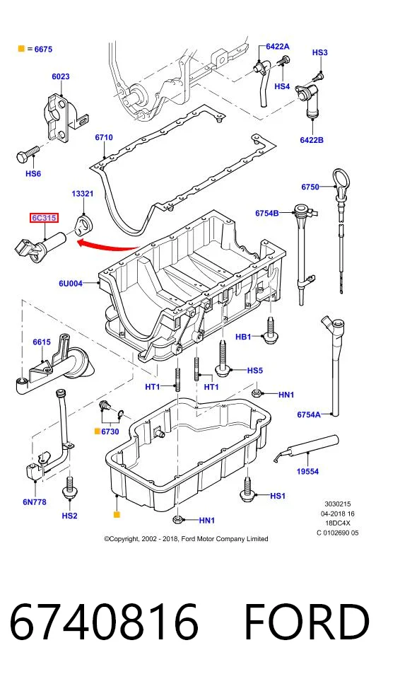 6740816 Ford Sensor de posição (de revoluções) de cambota