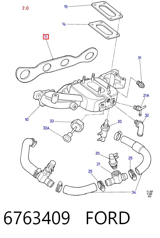 Vedante de tubo coletor de admissão Ford Sierra  GBC ao melhor preço