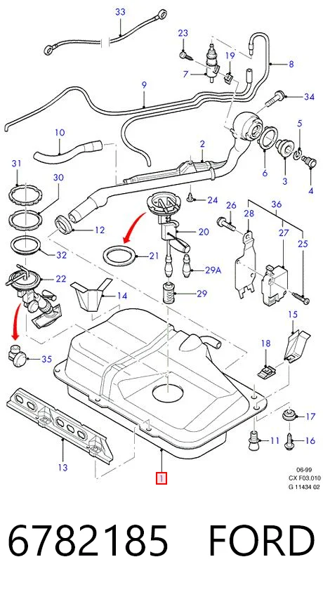 Tanque de combustível para Ford Fiesta F3L, F5L