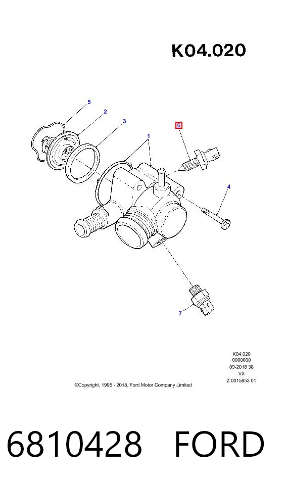 6810428 Ford Sensor de temperatura do fluido de esfriamento