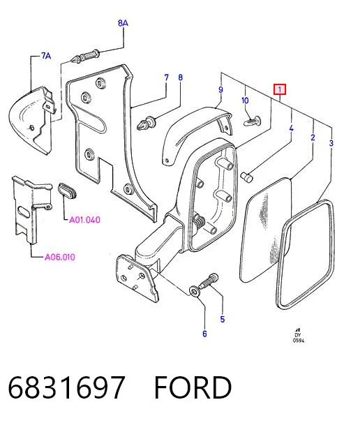 Espelho de retrovisão esquerdo para Ford Transit T