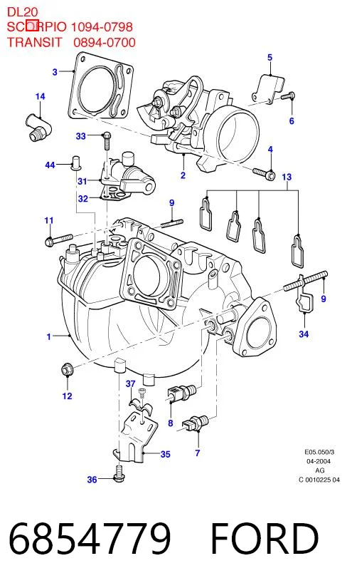 6854779 Ford Sensor de posição da válvula de borboleta (potenciômetro)