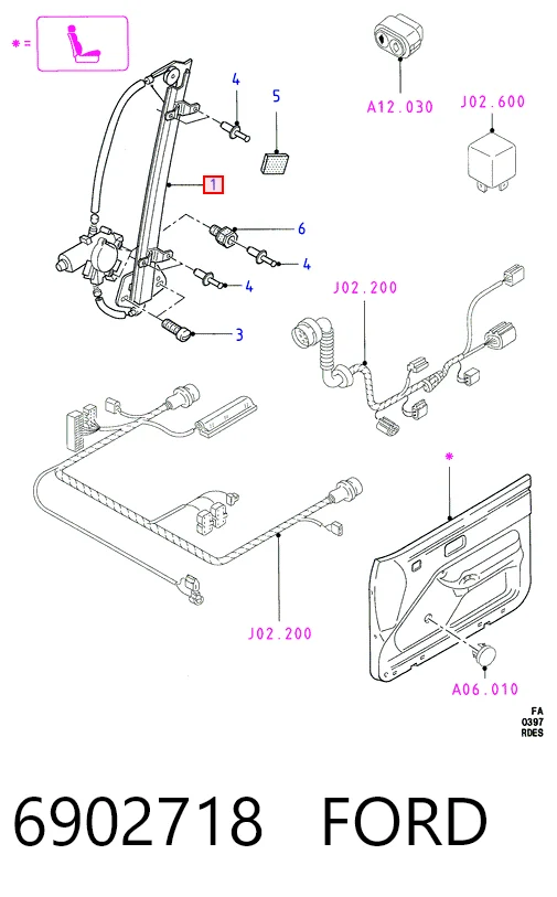 Mecanismo de acionamento de vidro da porta dianteira esquerda para Ford Escort CLASSIC TOURING ANL