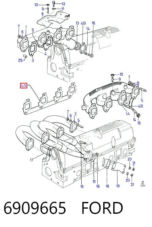 Vedante de tubo coletor de escape para Ford Taunus GBS.GBNS