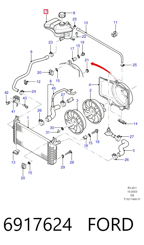 Tanque de expansão do sistema de esfriamento para Ford Fiesta Mk1 GBFT