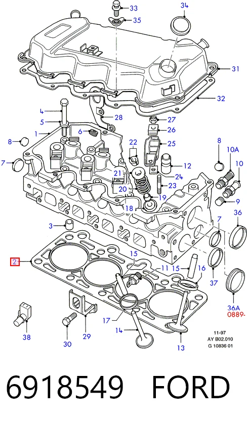 Vedante de cabeça de motor (CBC) para Ford Escort '81 EXPRESS AVA