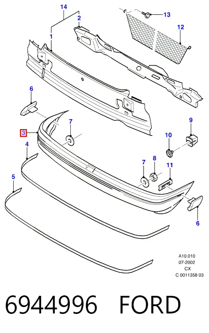  Pára-choque traseiro Ford Fiesta Mk3 hatchback (GFJ) (1989 - 1995) Mk3