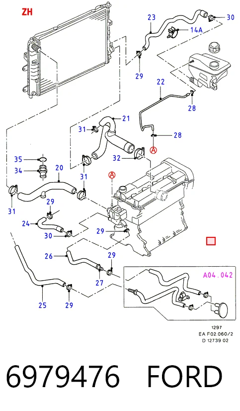 Mangueira (cano derivado) do sistema de esfriamento Ford Escort VII GAL, AAL, ABL