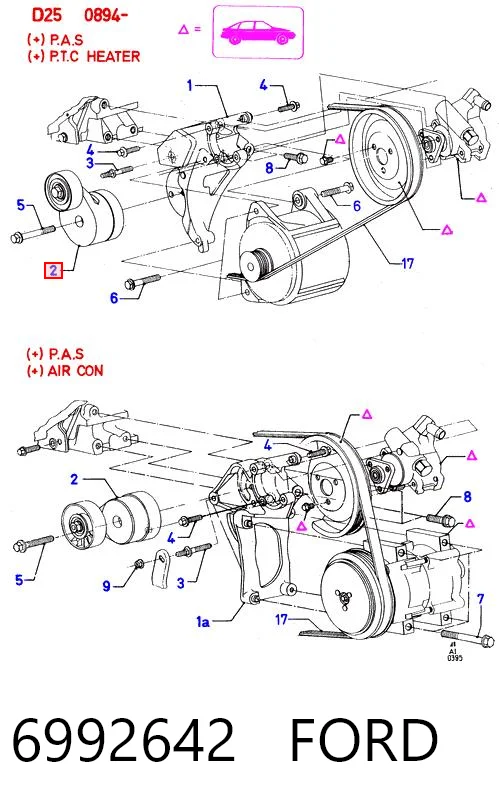 Reguladora de tensão da correia de transmissão Ford Transit IV E