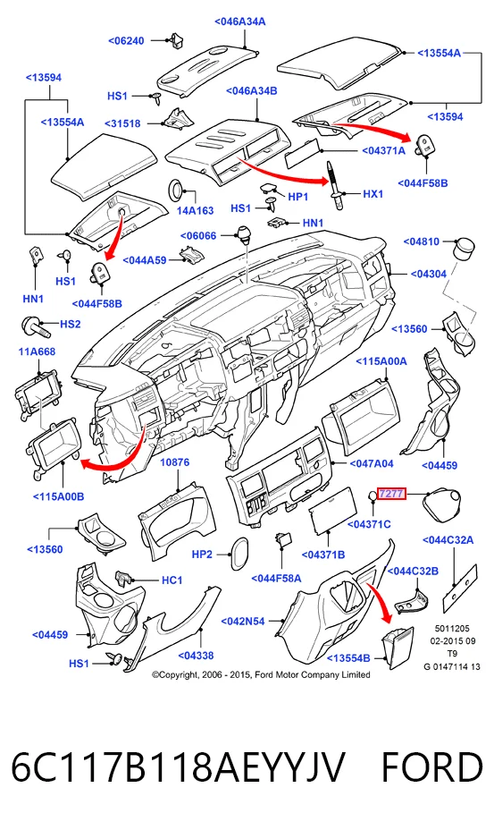6C117B118AEYYJV Ford Capa para a avalanca de mudança