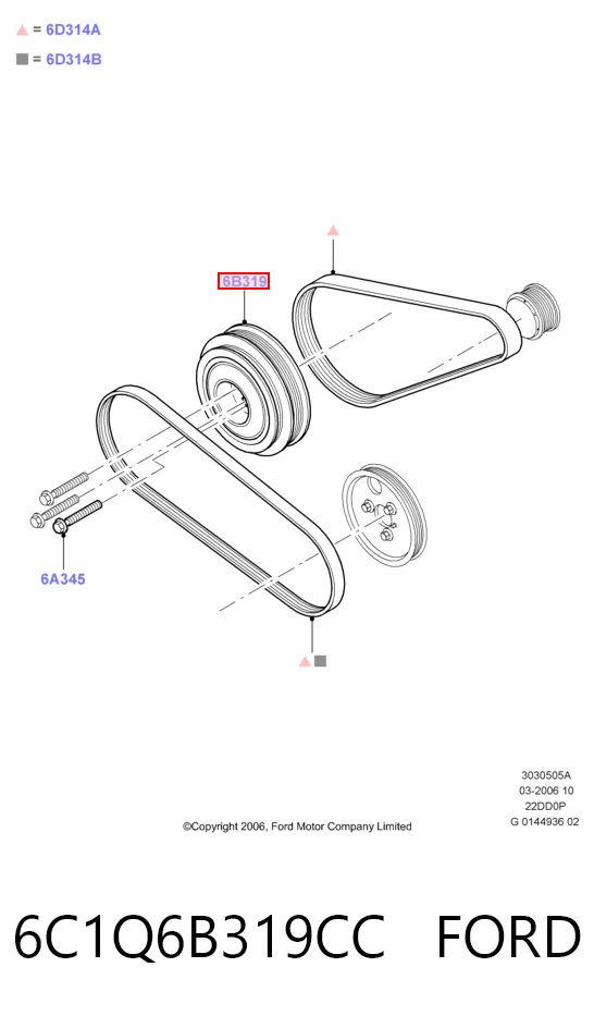 6C1Q6B319CC Ford Polia de cambota