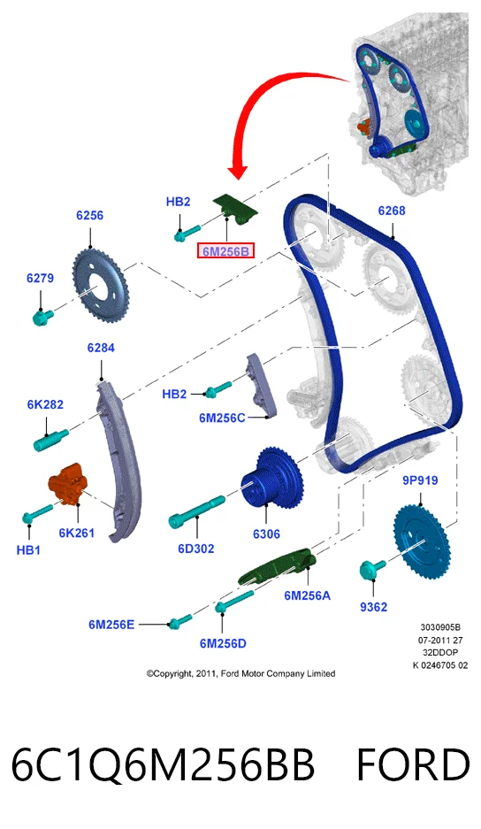Compre Amortecedor de cadeia do mecanismo de distribuição de gás, superior Ford Transit 6