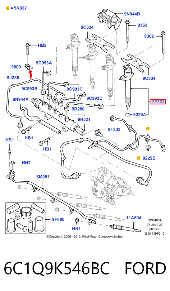 6C1Q9K546BC Ford Injetor de injeção de combustível