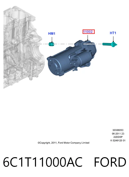 6C1T11000AC Ford Motor de arranco