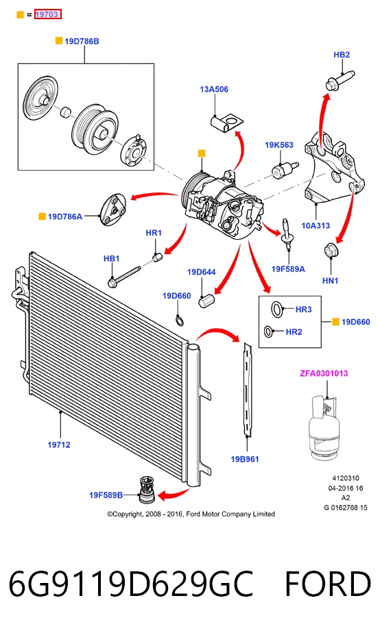 6G9119D629GC Ford Compressor de aparelho de ar condicionado