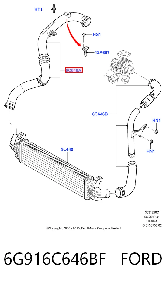 Mangueira (cano derivado) de intercooler 1521483 Volvo