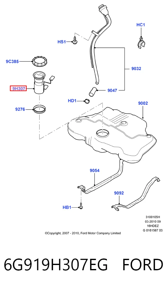 6G919H307EG Ford Módulo de bomba de combustível com sensor do nível de combustível