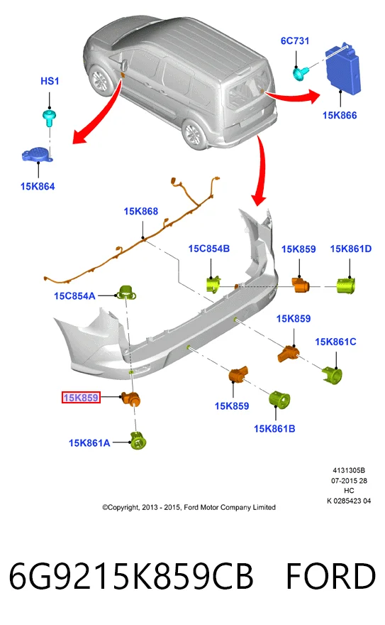 6G9215K859CB Ford Sensor dianteiro lateral de sinalização de estacionamento (sensor de estacionamento)
