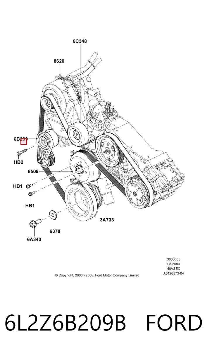 Reguladora de tensão da correia de transmissão para Ford Explorer  