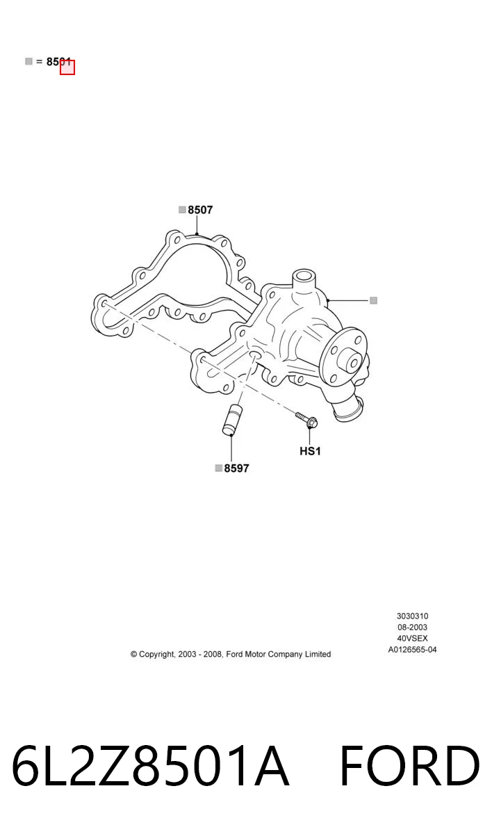 6L2Z8501A Ford Bomba de água (bomba) de esfriamento