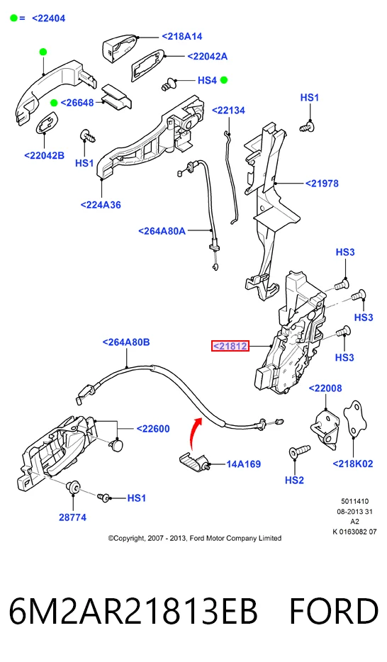 Fecho da porta dianteira esquerda para Ford Mondeo IV CA2