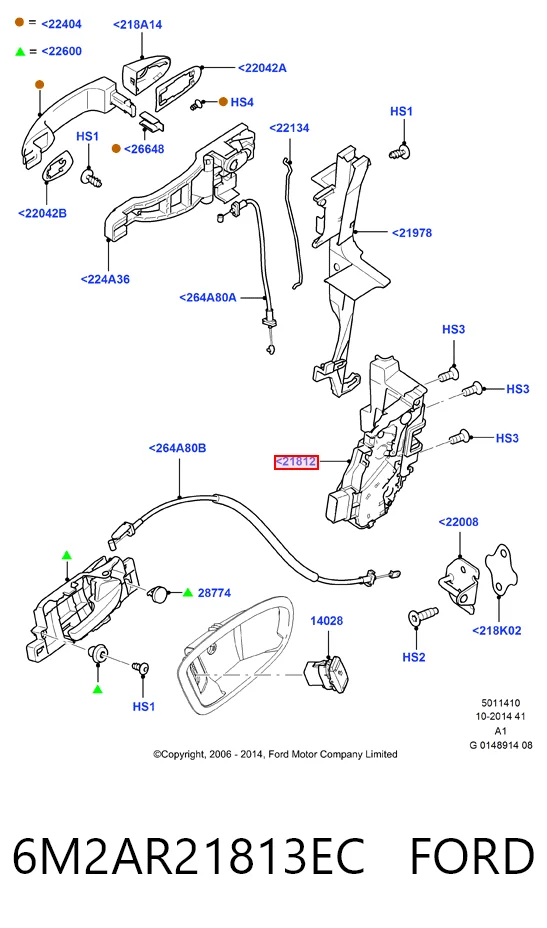 Fecho da porta dianteira esquerda Ford Mondeo IV CA2