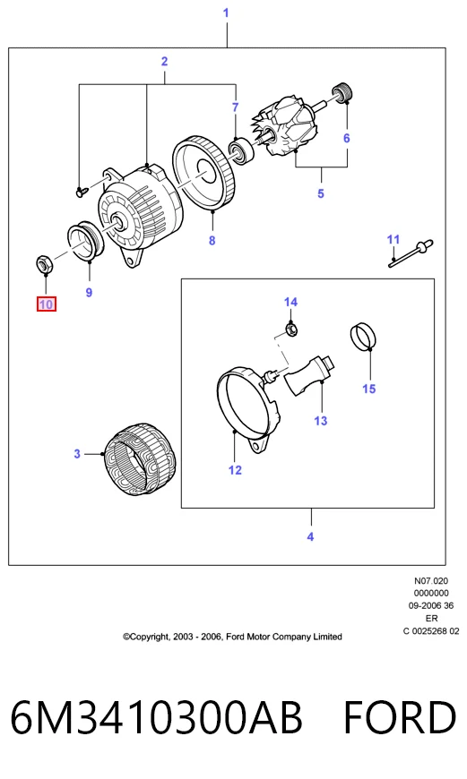 6M3410300AB Ford Gerador