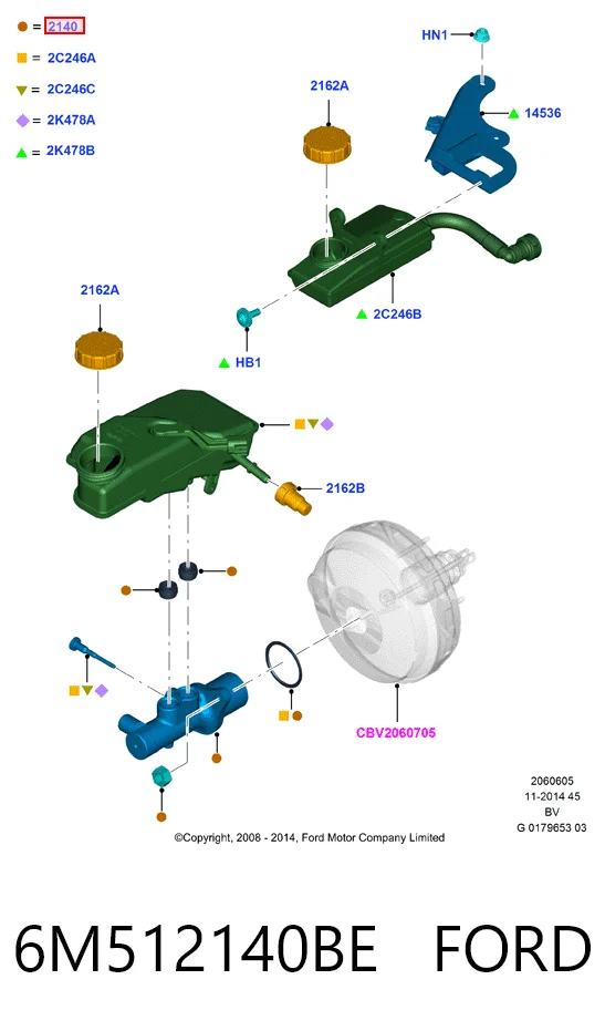  Cilindro mestre do freio Ford C-Max Grand monovolume (CB7) (2010 - 2019) Grand