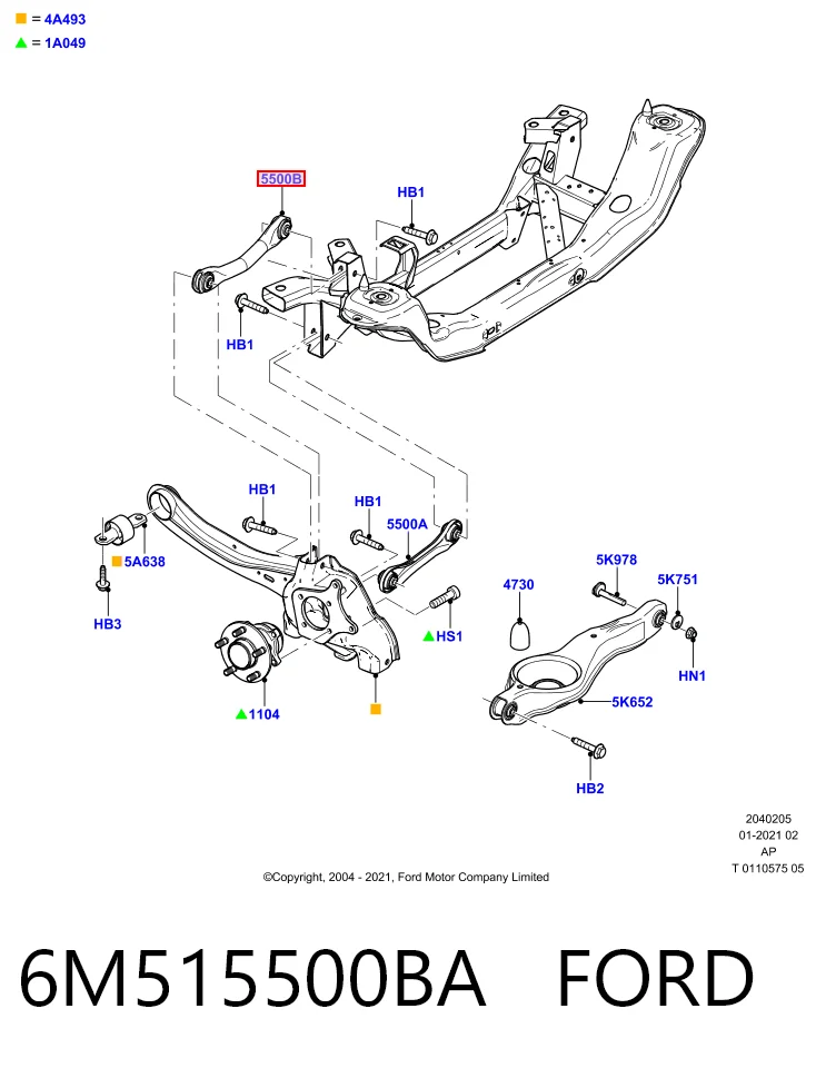 6M515500BA Ford Braço oscilante superior esquerdo/direito de suspensão traseira