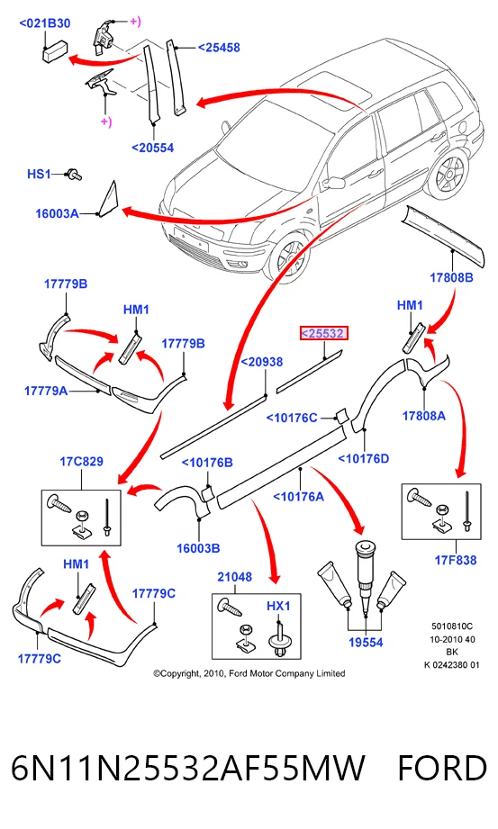 6N11N25532AF55MW Ford
