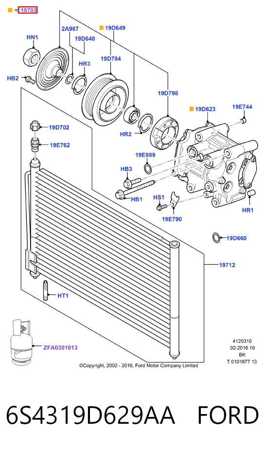 6S4319D629AA Ford Compressor de aparelho de ar condicionado