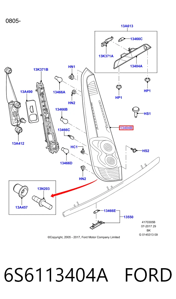  Lanterna traseira direita Ford Fiesta Mk5 hatchback (JH, JD) (2001 - 2008) Mk5