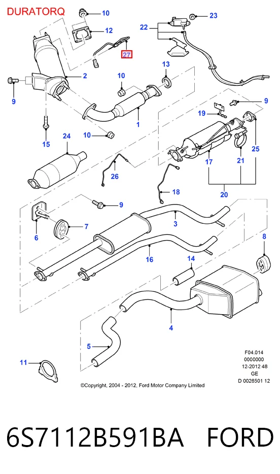 Compre 6S7112B591BA Land Rover Sensor de temperatura dos gases de escape (GE), até o catalisador