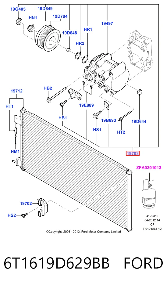 6T1619D629BB Ford Compressor de aparelho de ar condicionado
