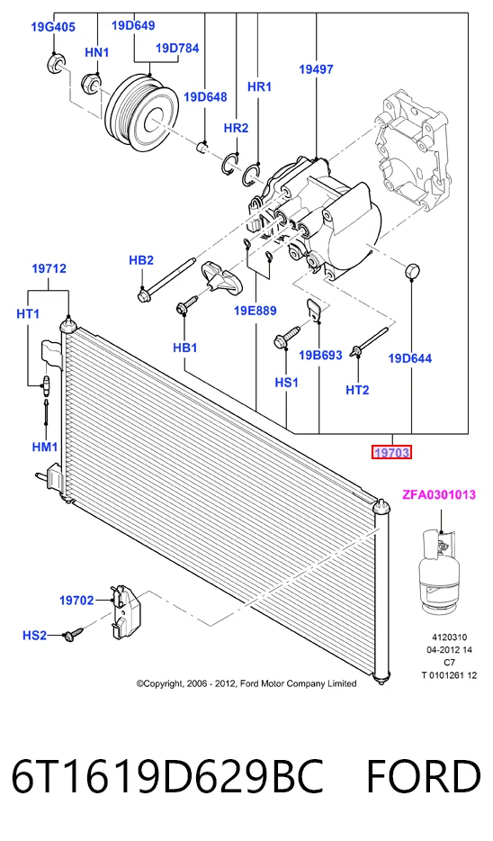6T1619D629BC Ford Compressor de aparelho de ar condicionado