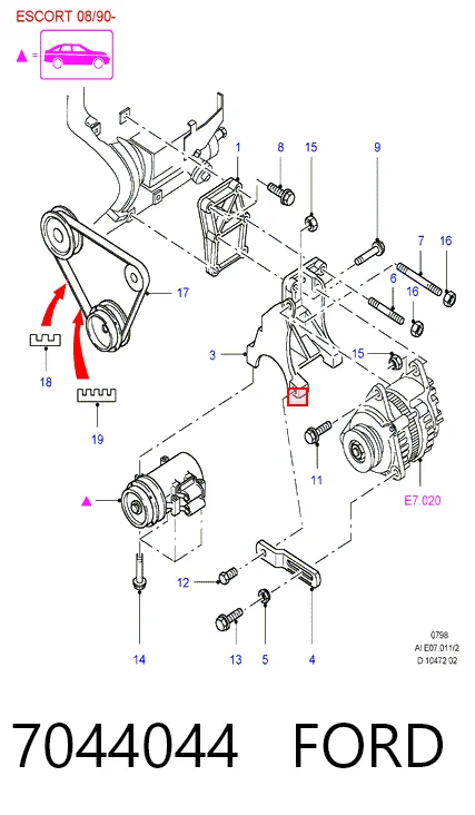 Reguladora de tensão da correia de transmissão Ford Escort preço, a partir de 43,24 USD