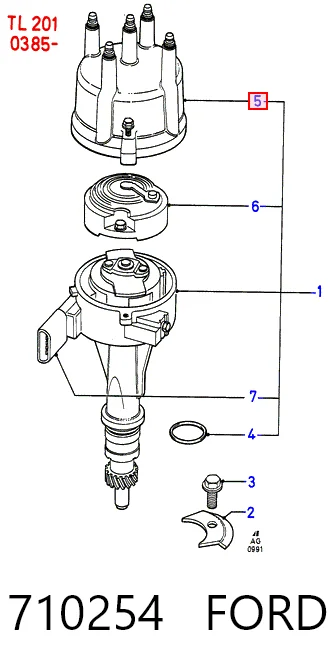 710254 Ford Tampa de distribuidor de ignição (distribuidor)