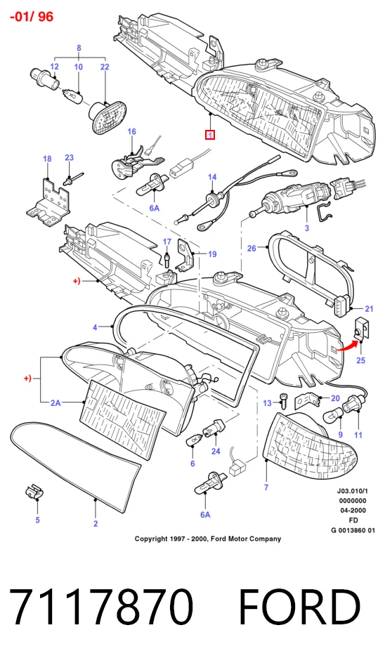 Luz direita Ford Mondeo I GBP