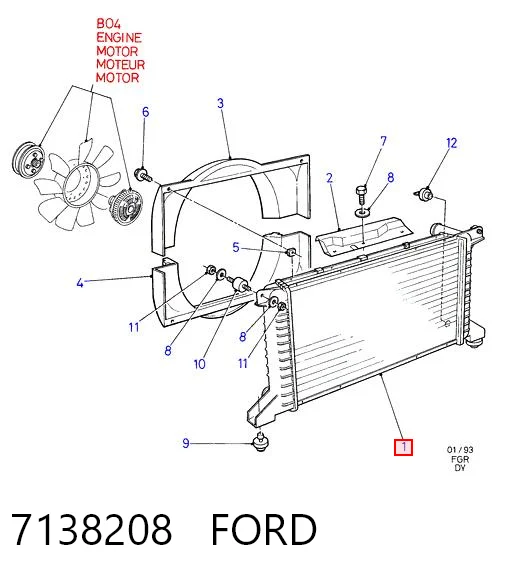 Radiador de esfriamento de motor para Ford Transit E