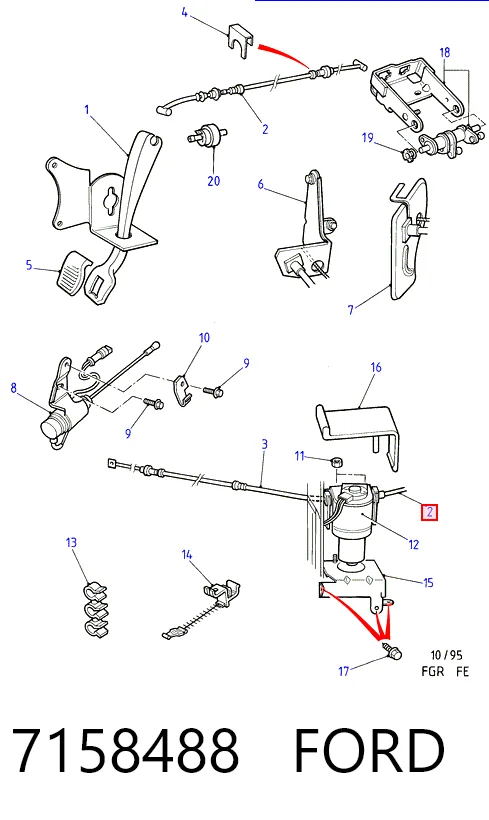 Cabo/pedal de gás (de acelerador) para Ford Escort V GAL