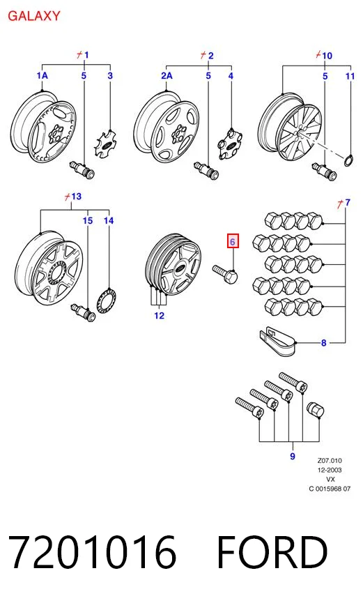  Parafuso de roda Ford Galaxy I VX monovolume (WGR) (1994 - 2000) I VX