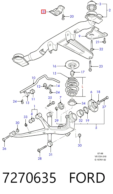  Bloco silencioso de viga traseira (de plataforma veicular) Ford Galaxy I VX monovolume (WGR) (1994 - 2000) I VX